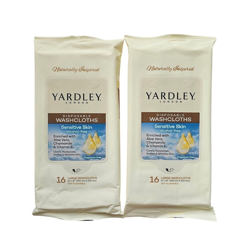 Yardley London  disposable washcloths 16ct (2pack) 32 wipes total